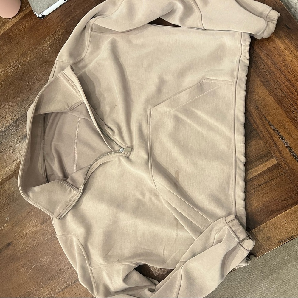 lululemon athletica Cropped Quarter-Zip Pullover in Light Beige